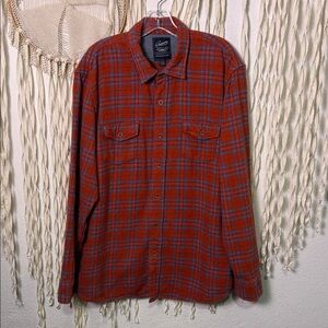 Men’s Grayers Red Orange and Blue Plaid Flannel Long Sleeve Shirt XL